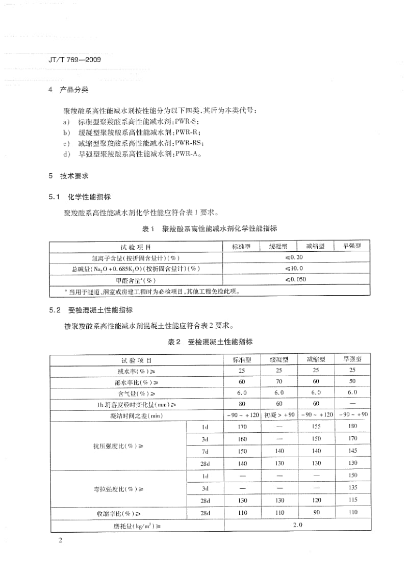 JT∕T769-2009公路工程聚羧酸系高性能减水剂