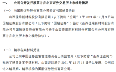佳维股份进北交所上市辅导期:主营混泥土外加剂 今年前三季度净利1100万元